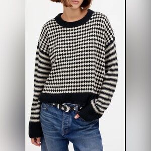 NWT MADEWELL Raglan Pullover Sweater In Mixed Stripe Large